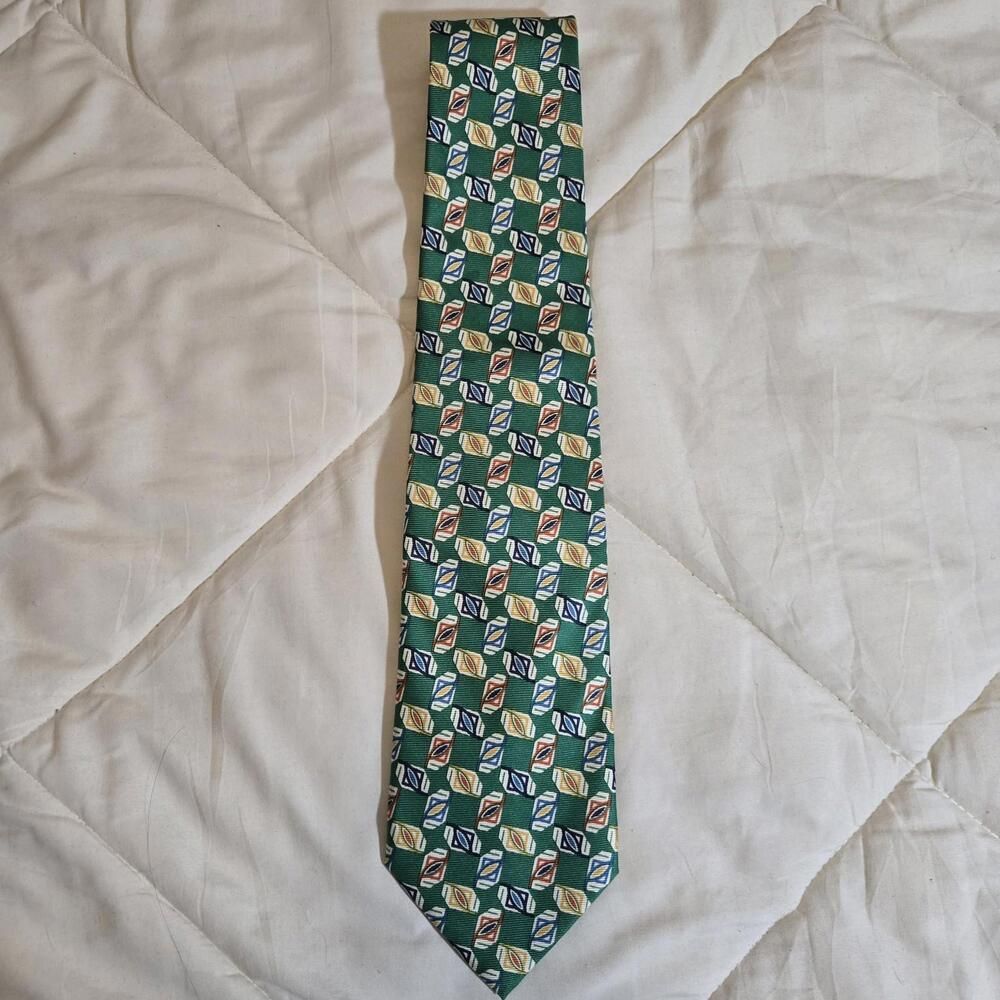 Vintage 90s Fendi Cravatte Silk Tie Geometric Squares Made in Italy Luxury